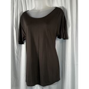 GAP Vintage Scoop Neck Flutter Sleeves T-Shirt Brown XS 88-12